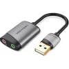 VENTION TARJETA DE SONIDO USB-A A 2XJACK 3.5 HEMBRA - COLOR GRIS