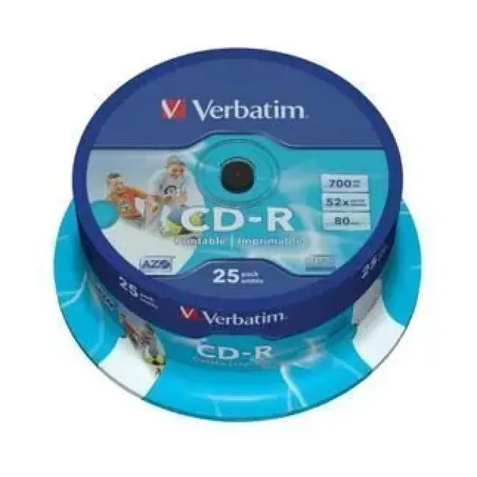 VERBATIM CD-R PRINTABLES 52X 700MB (TARRINA 25 UDS)