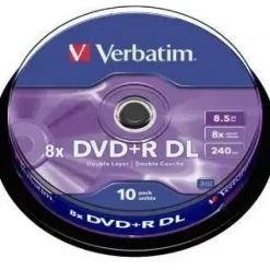 VERBATIM DVD+R DOBLE CAPA 8X 8.5GB (TARRINA 10 UDS)