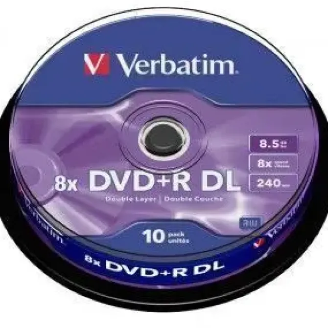 VERBATIM DVD+R DOBLE CAPA 8X 8.5GB (TARRINA 10 UDS)
