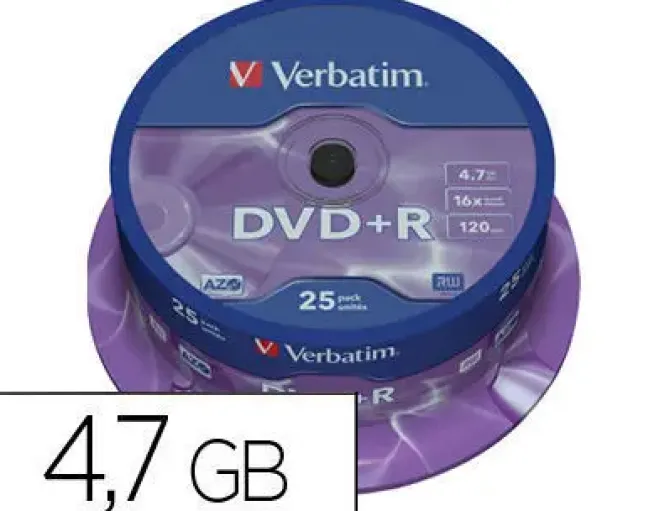 VERBATIM DVD+R 16X 4.7GB (TARRINA 25 UDS)
