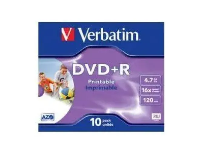 VERBATIM PACK DE 10 DVD+R PRINTABLES 16X 4.7GB