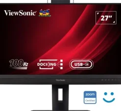 VIEWSONIC MONITOR 27 VG2757V-2K QHD IPS - HDMI - DISPLAYPORT - MONITOR CON WEBCAM - USB TYPE C (90W CHARGING) - RJ45 ETHERNET - 2 USB - ALTAVOCES - WINDOWS HELLO - COLOR NEGRO
