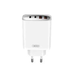 XO CARGADOR RAPIDO - USB-A 22.5W - 2 PUERTOS TIPO C - MULTIPLES VOLTAJES - ALTA EFICIENCIA - COLOR BLANCO