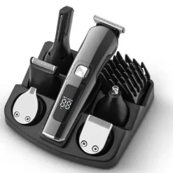 XO CF30 CORTAPELOS RECARGABLE - 4 CABEZALES PARA DISTINTAS ZONAS - 10 ACCESORIOS - 2 VELOCIDADES - DISPLAY - COLOR NEGRO